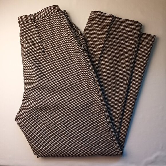 100% Pure Merino Wool Pants Size 16 Black White Houndstooth Patterned - Picture 1 of 5